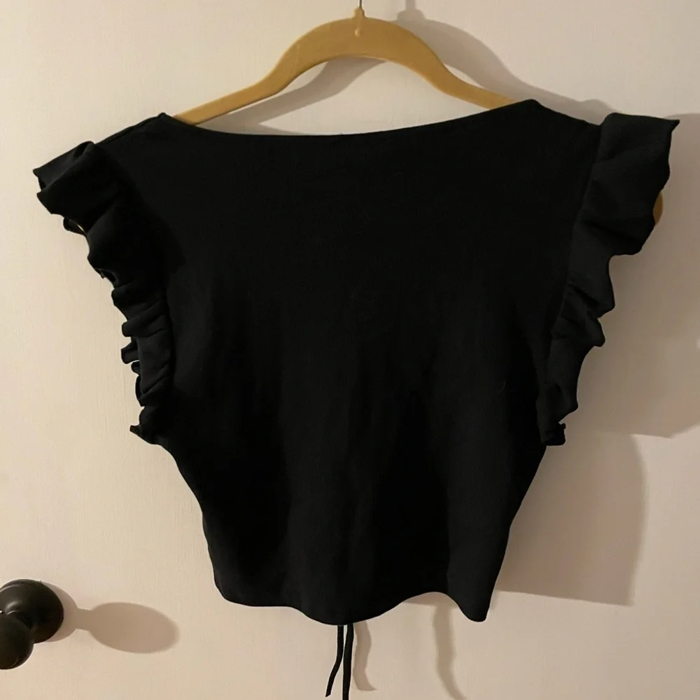 ZARA Womens ruffled sleeve crop top, size large - Picture 6 of 8